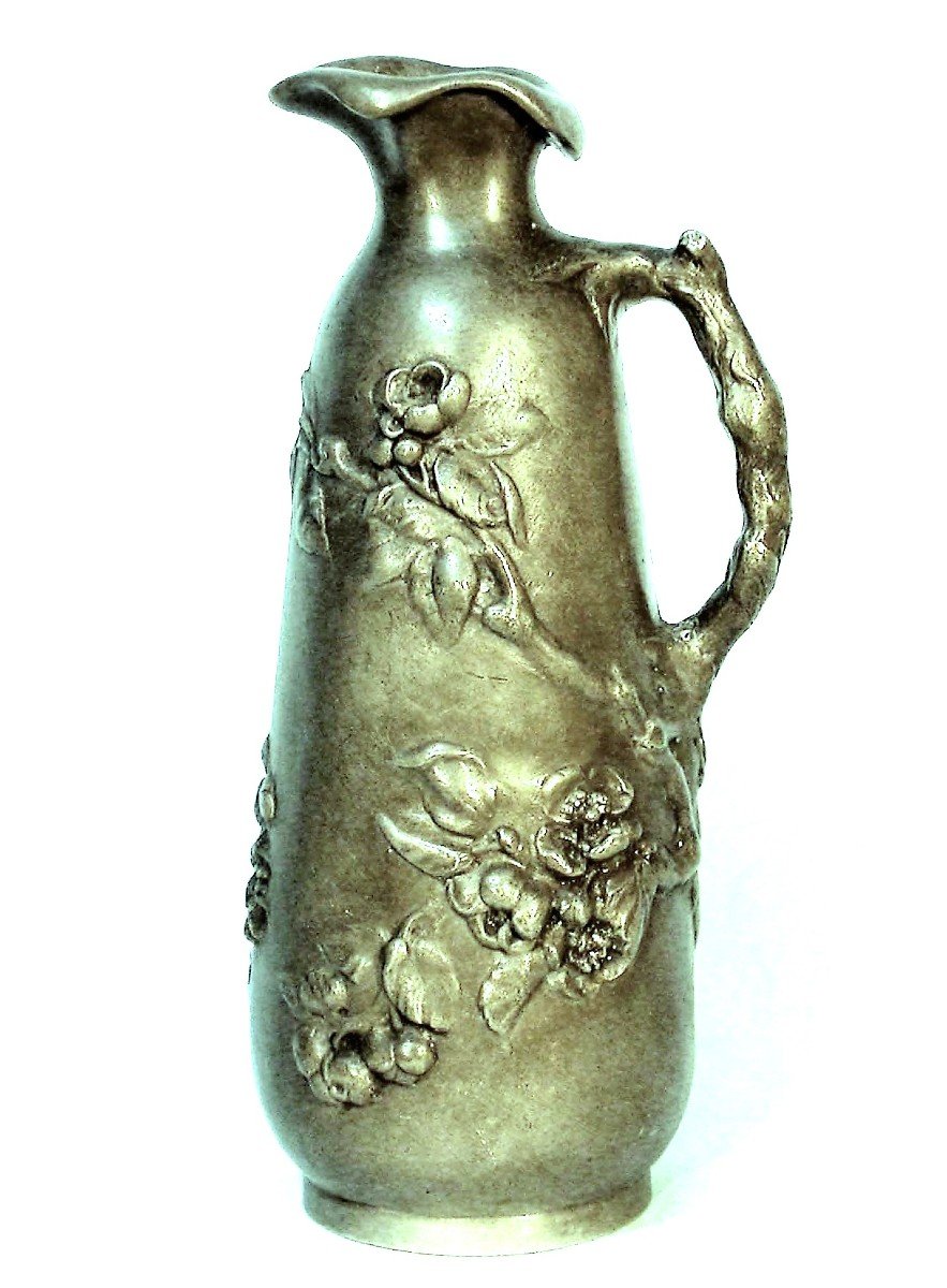 “art Nouveau” Vase In Pewter (pewter) By Vibert-photo-5