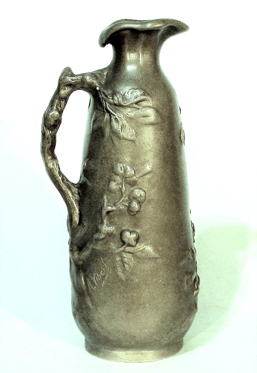 “art Nouveau” Vase In Pewter (pewter) By Vibert-photo-6