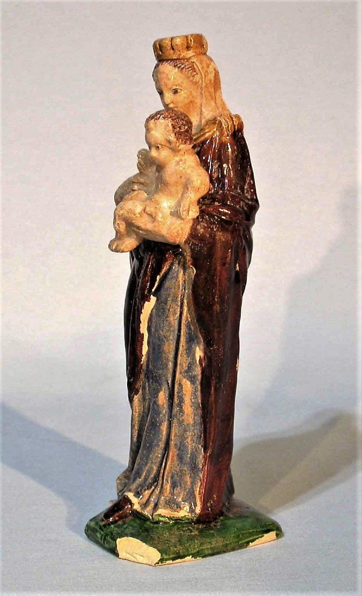 Varnished Earth Statuette - Le Pre-d'auge, 17th Century-photo-2