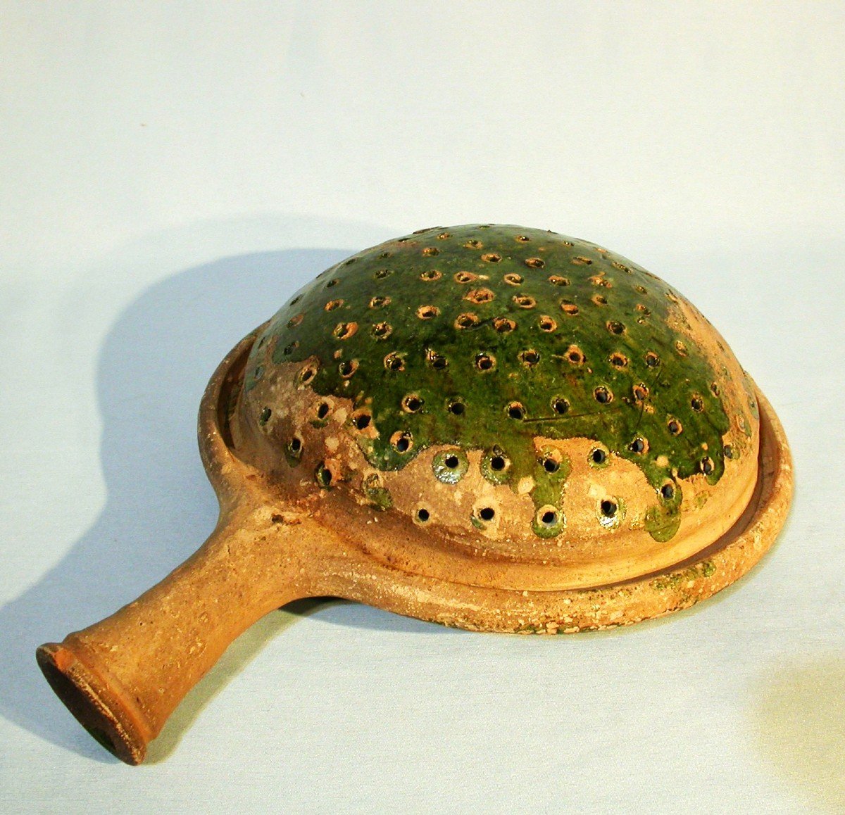 Varnished Earth Strainer - Manerbe Or Le Pre-d'auge, 18th Century-photo-2