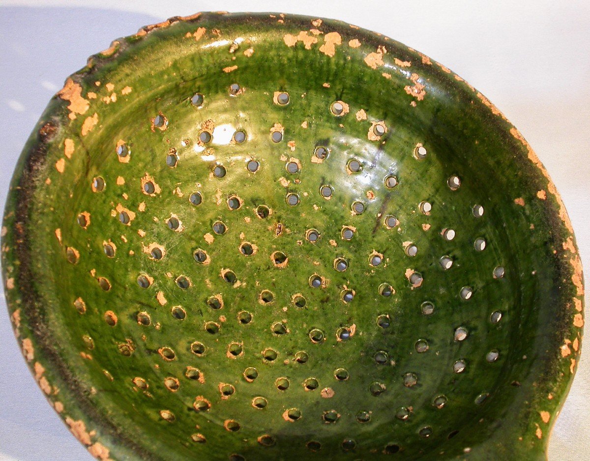 Varnished Earth Strainer - Manerbe Or Le Pre-d'auge, 18th Century-photo-6