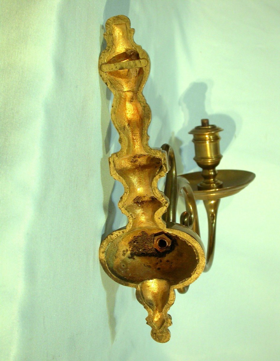 Set Of Three Brass Sconces-photo-4