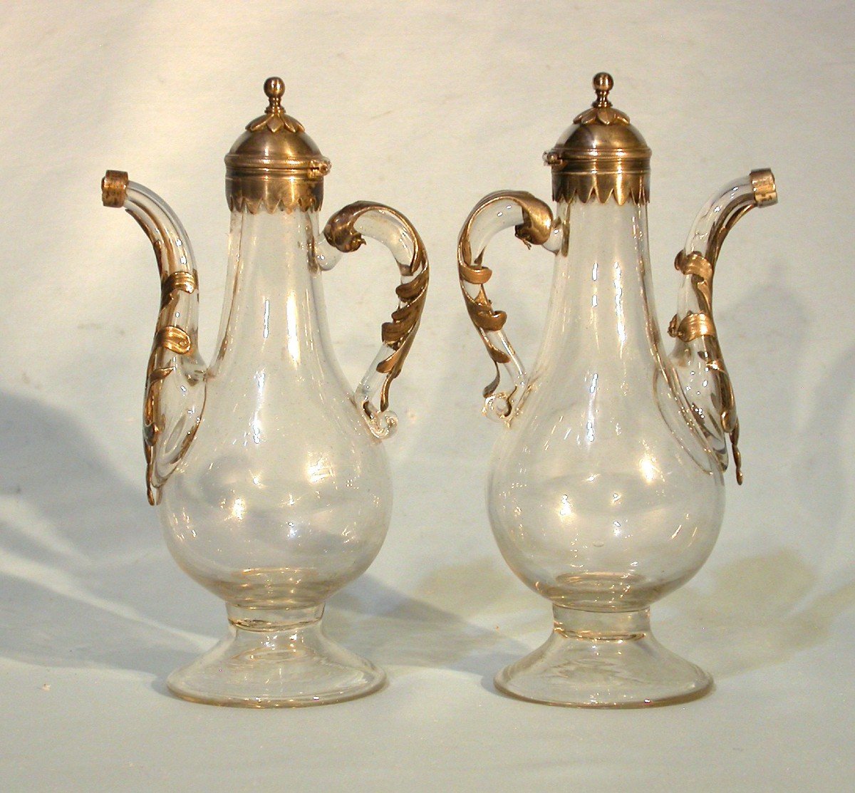 Pair Of Glass And Silver Cures, 18th Century-photo-2