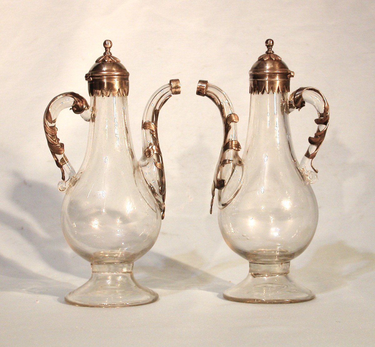 Pair Of Glass And Silver Cures, 18th Century-photo-6