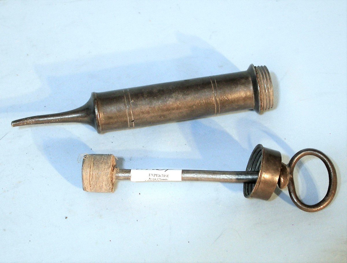Medicine - Very Small "otho-rhino" Syringe In Pewter - 19th Century-photo-2