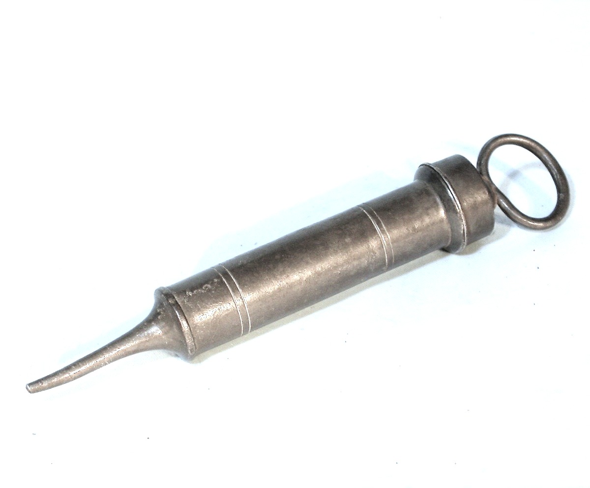MEDECINE - TRES PETITE SERINGUE "OTHO-RHINO" EN ETAIN  - XIX ème s