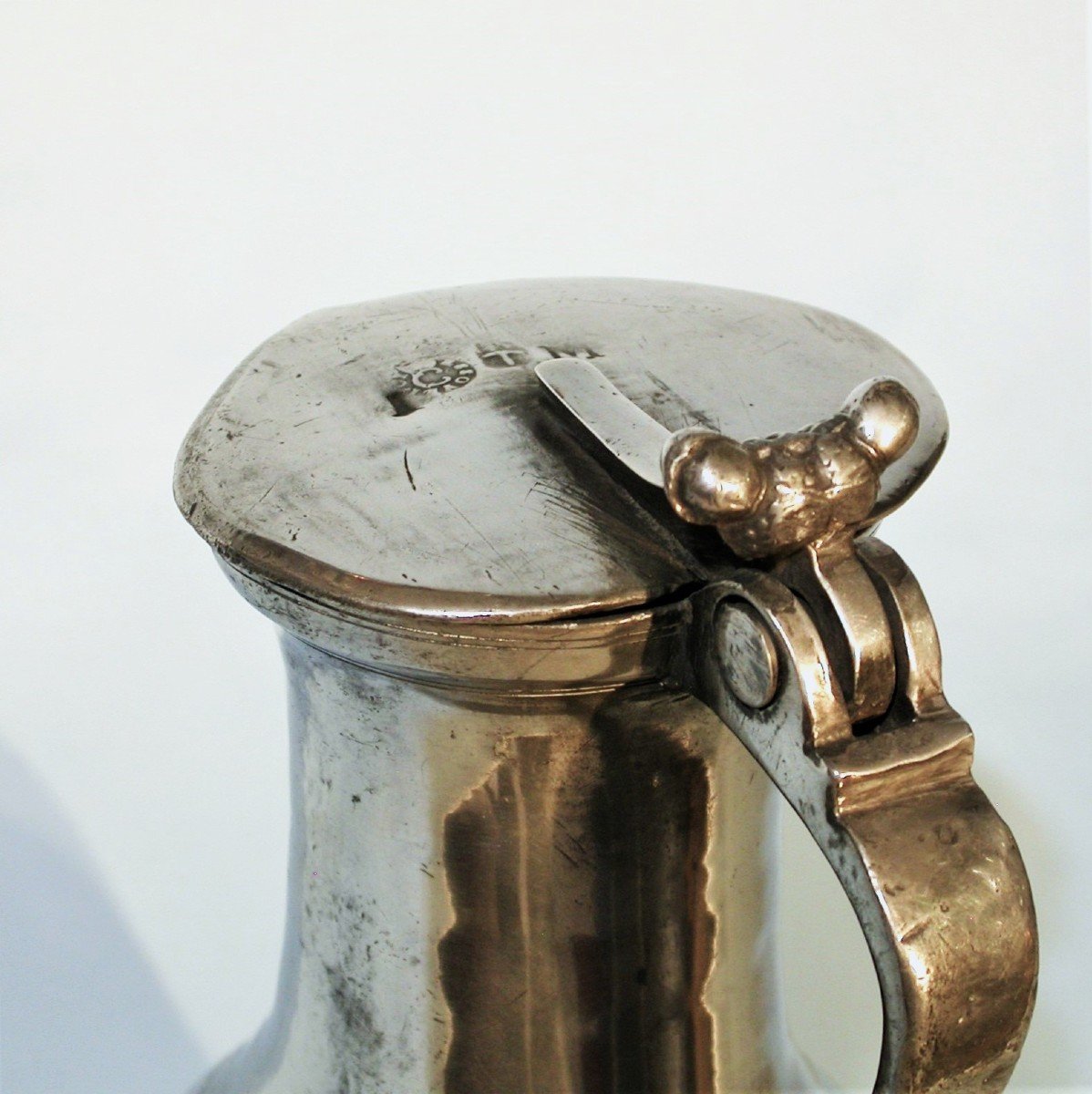 Very Rare Pewter Wine Pitcher - Essoyes, Early 18th Century-photo-1