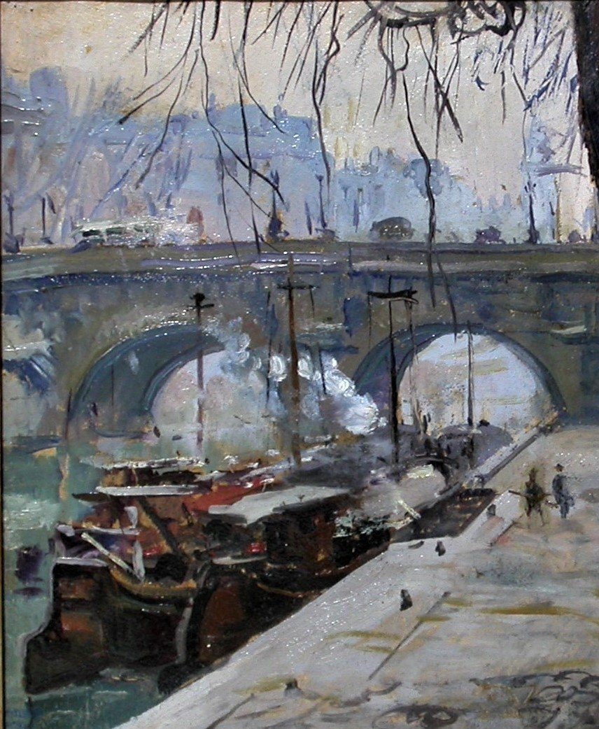 Painting By Henri Pontoy - The Quai Conti-photo-2