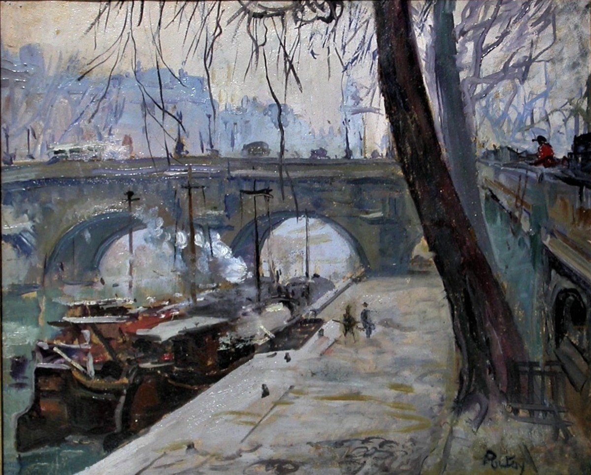 Painting By Henri Pontoy - The Quai Conti-photo-4