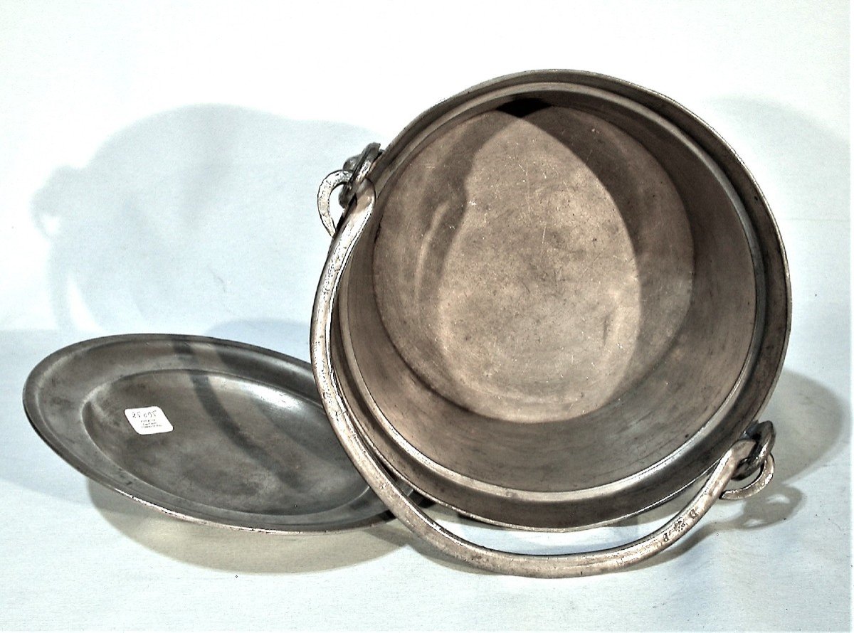 Pewter Dinner Carrier  - Avallon (burgundy), End Of The 18th Century-photo-2
