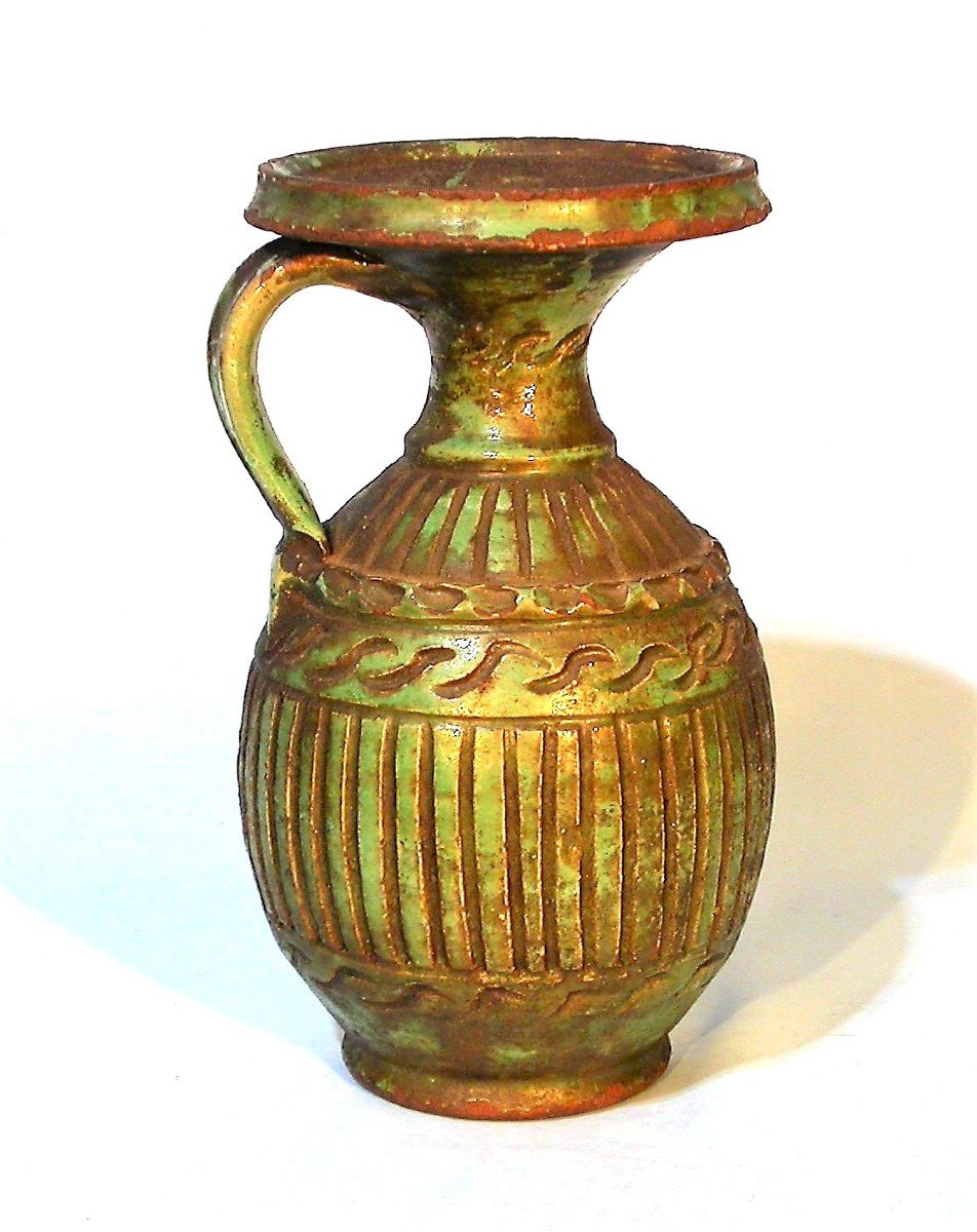 CRUCHE À HUILE EN TERRE VERNISSEE - MEKNES (?), FIN DU XIX ème s