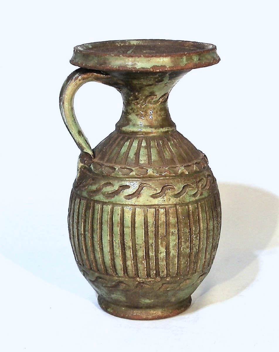CRUCHE À HUILE EN TERRE VERNISSEE - MEKNES (?), FIN DU XIX ème s