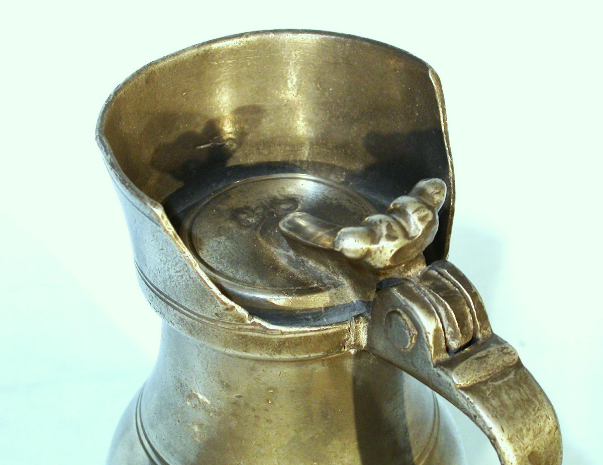 Rare Pewter Wine Pitcher - Orleans, 18th Century-photo-4