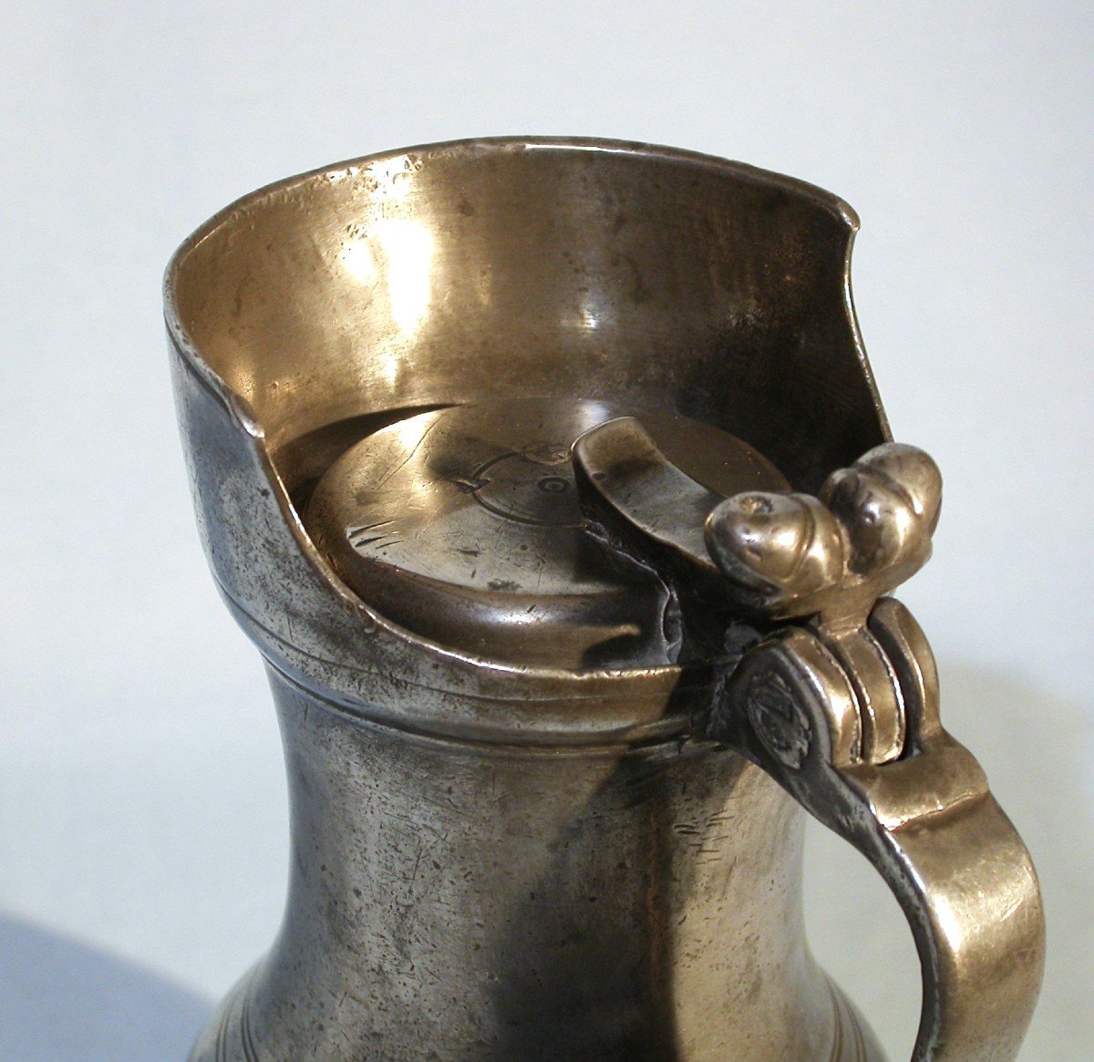 Rare Pewter Wine Pitcher - Buxeuil (vienne), 18th Century -photo-2