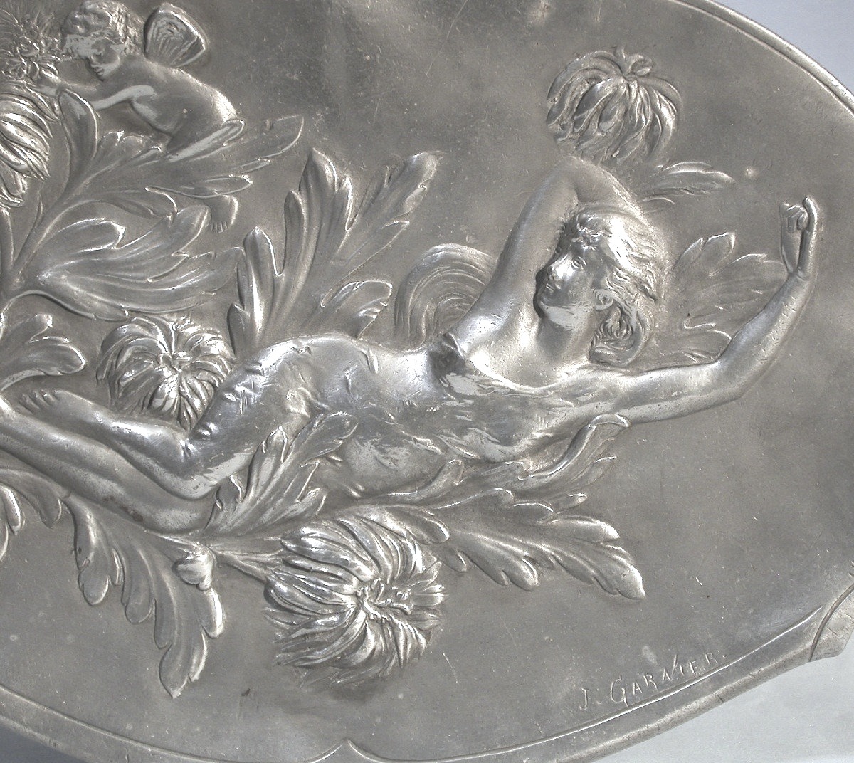 PLAQUE MURALE "ART NOUVEAU" EN ETAIN DE JEAN GARNIER-photo-2