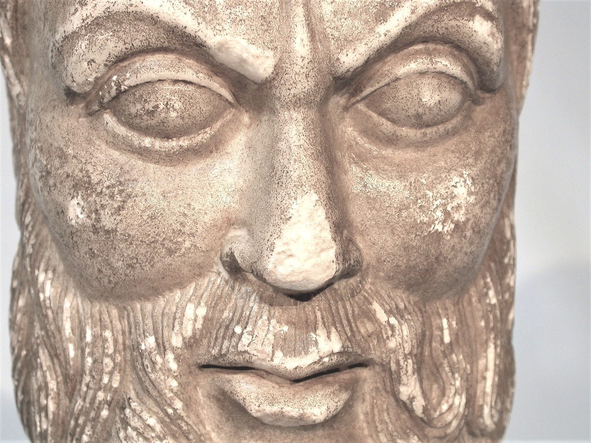 SCULPTURE - TETE D'HOMME EN MARBRE - ITALIE (?), FIN XV ème / XVI ème s -photo-2