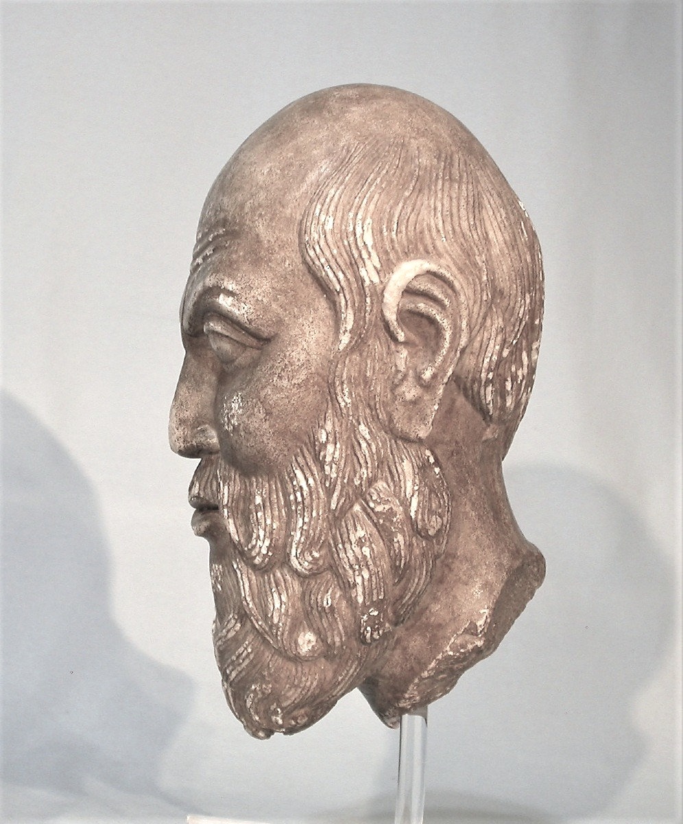 SCULPTURE - TETE D'HOMME EN MARBRE - ITALIE (?), FIN XV ème / XVI ème s -photo-1