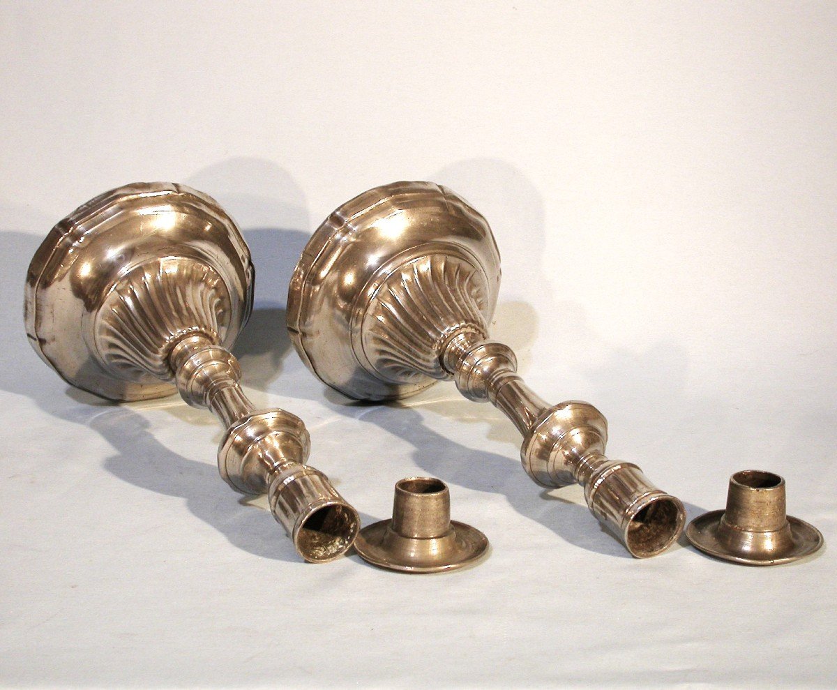 Pair Of Pewter Candlesticks - Bordeaux, Late 18th Century-photo-3