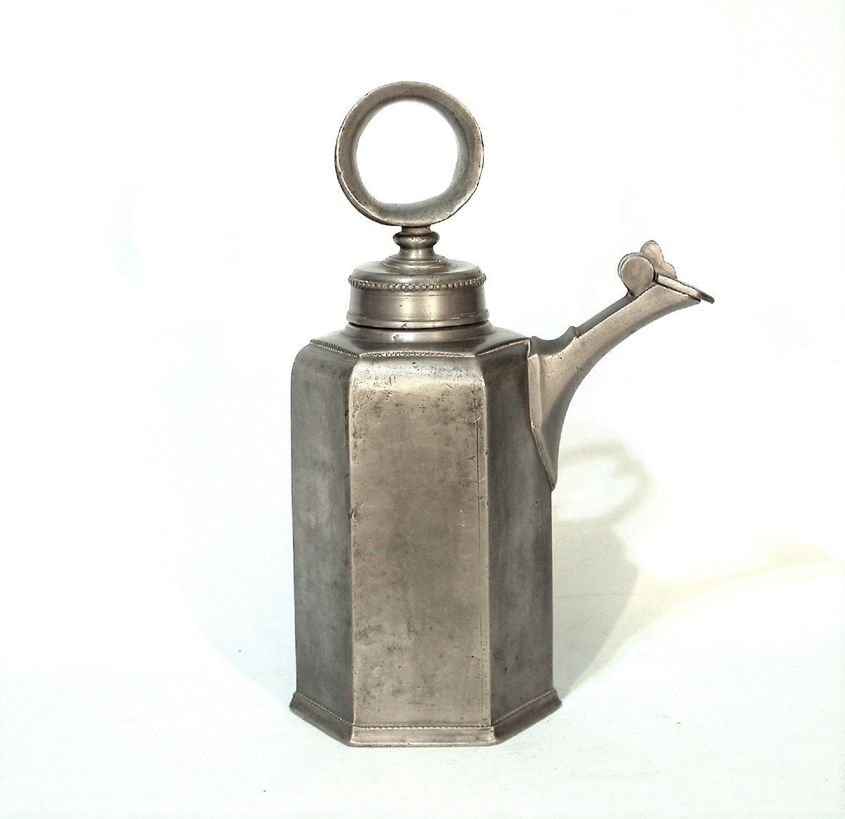 "prismenkanne" Pewter Wine Bottle - Chur (switzerland), 18th Century-photo-2