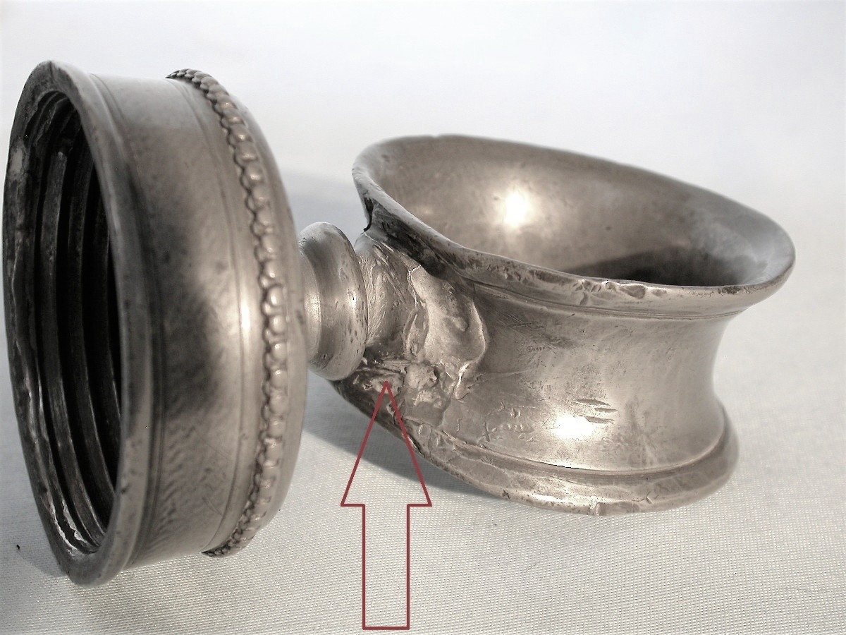 "prismenkanne" Pewter Wine Bottle - Chur (switzerland), 18th Century-photo-2