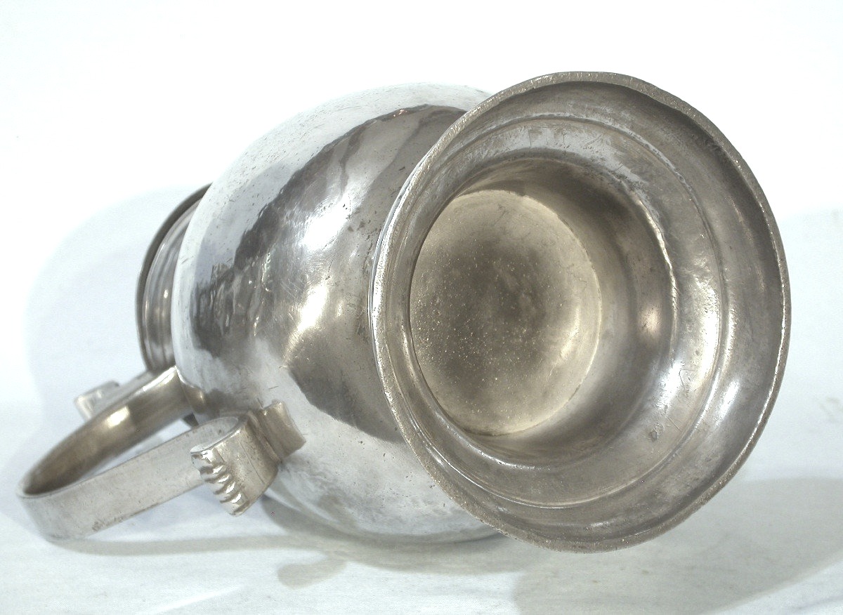 RARE AIGUIERE "SCHENKKANNE" EN ETAIN - SAXE (ANNABERG), XVIII ème s-photo-1