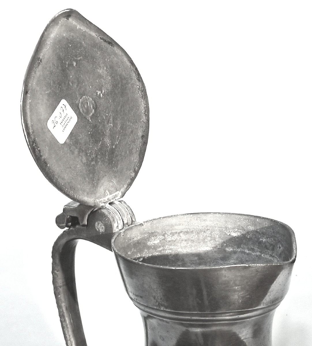 Rare Pewter Wine Pitcher - Etampes, 18th Century-photo-4