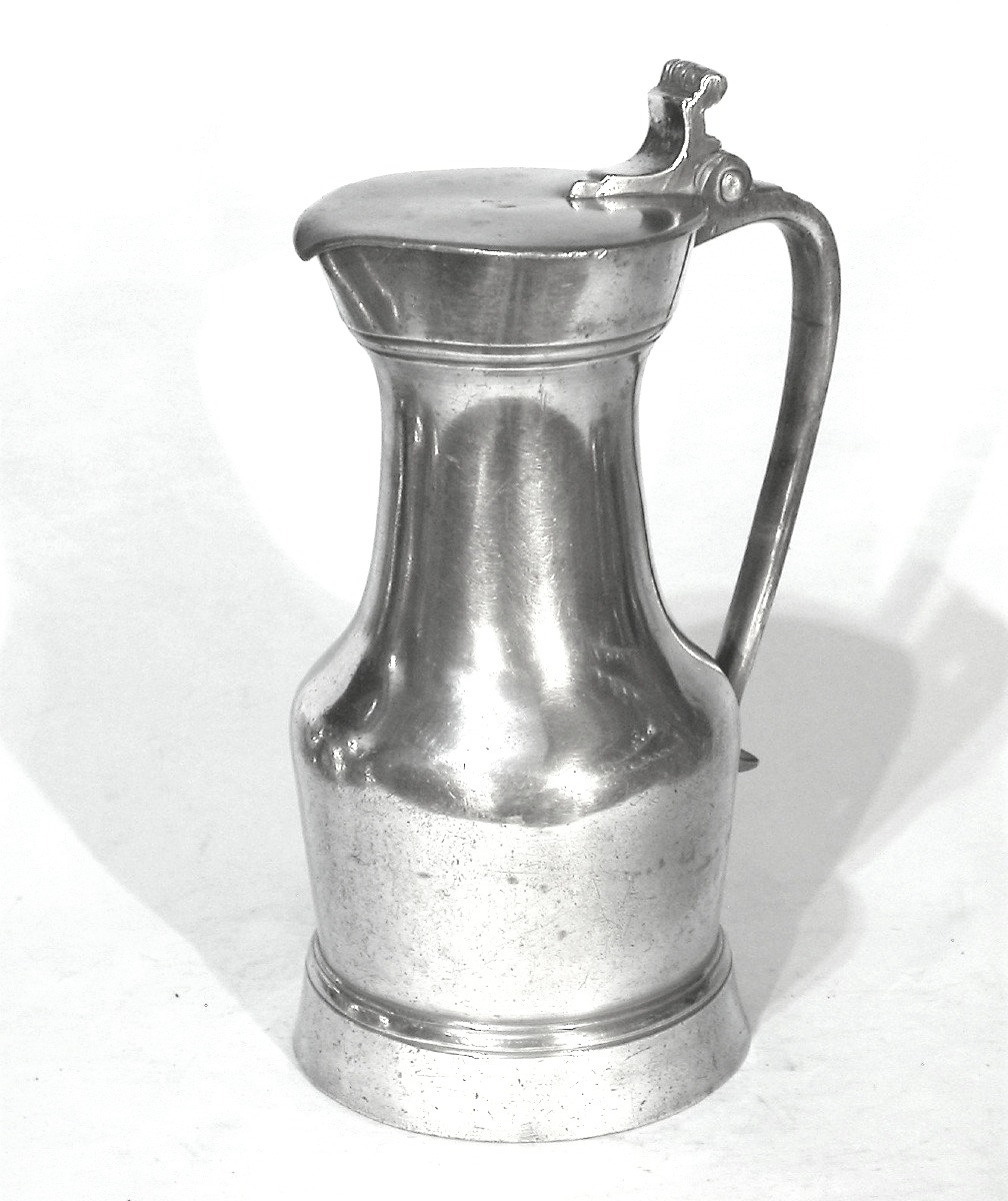 Rare Pewter Wine Pitcher - Etampes, 18th Century-photo-3