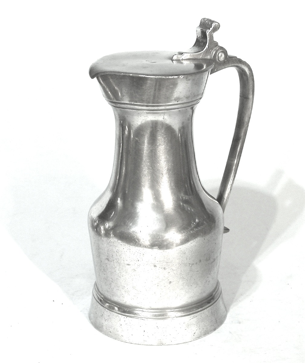 Rare Pewter Wine Pitcher - Etampes, 18th Century
