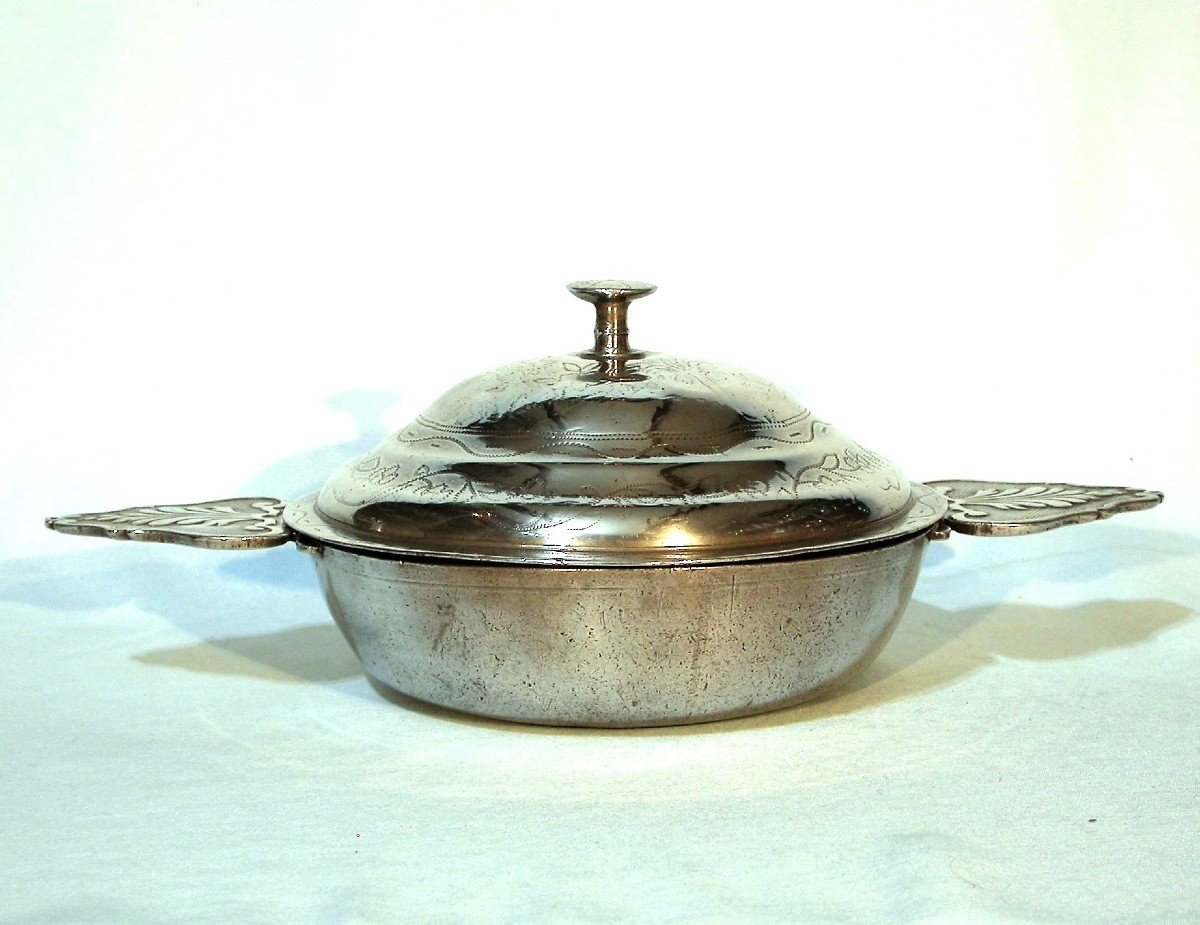 Engraved Pewter Bowl - Rouen, 18th Century