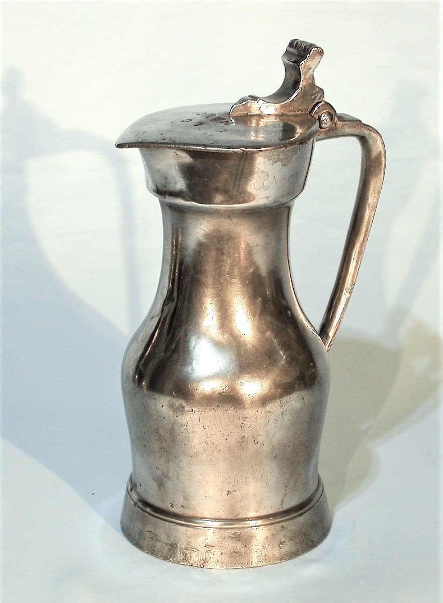 Pewter Wine Pitcher - Mantes, First Half Of The 18th Century-photo-4