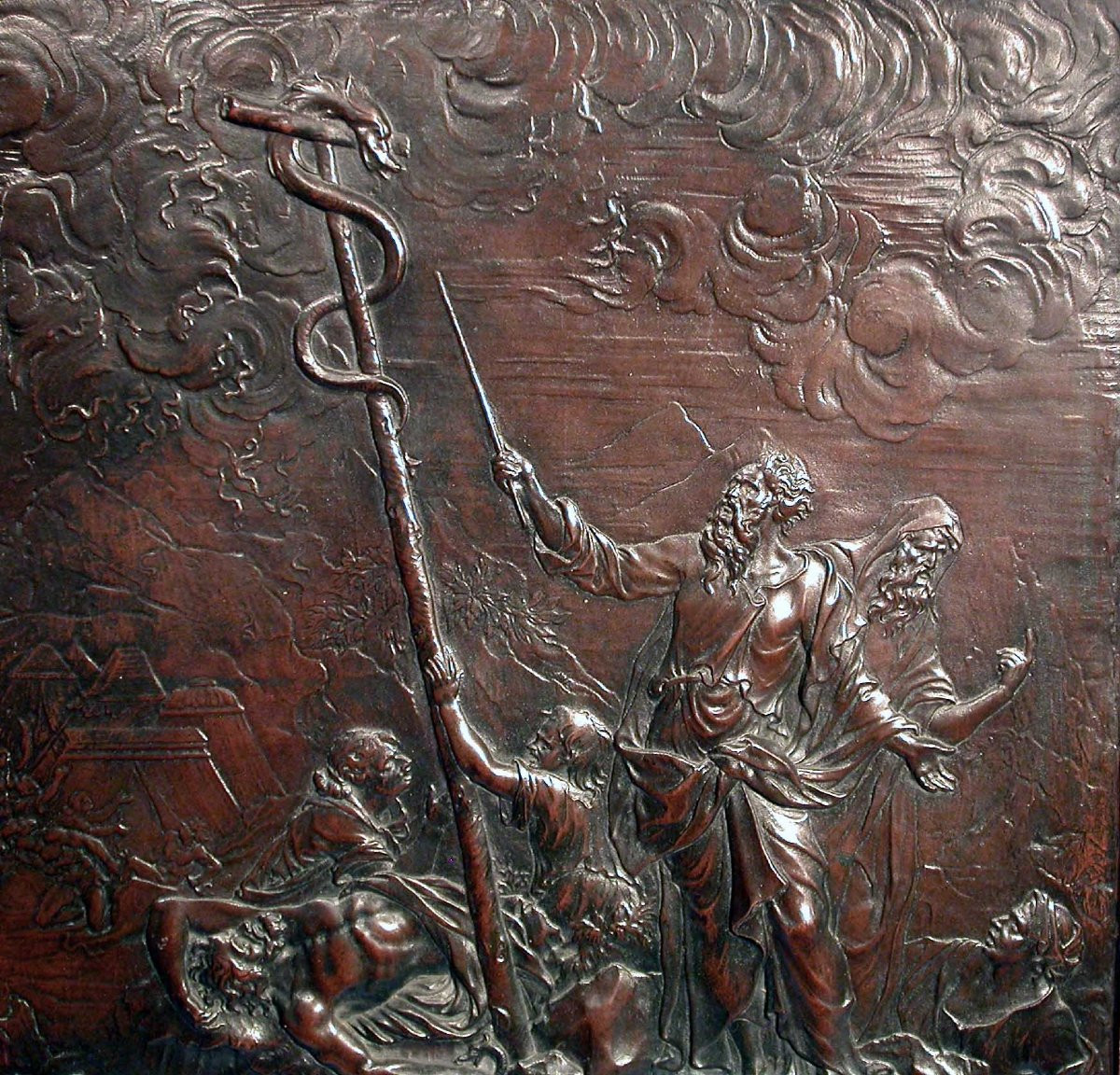 PLAQUE EN CUIVRE : MOÏSE ET LE SERPENT D'AIRAIN-photo-2