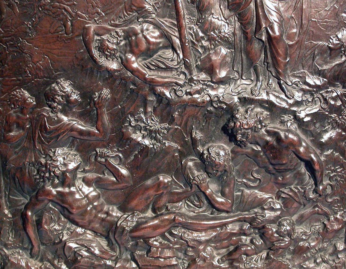 PLAQUE EN CUIVRE : MOÏSE ET LE SERPENT D'AIRAIN-photo-3