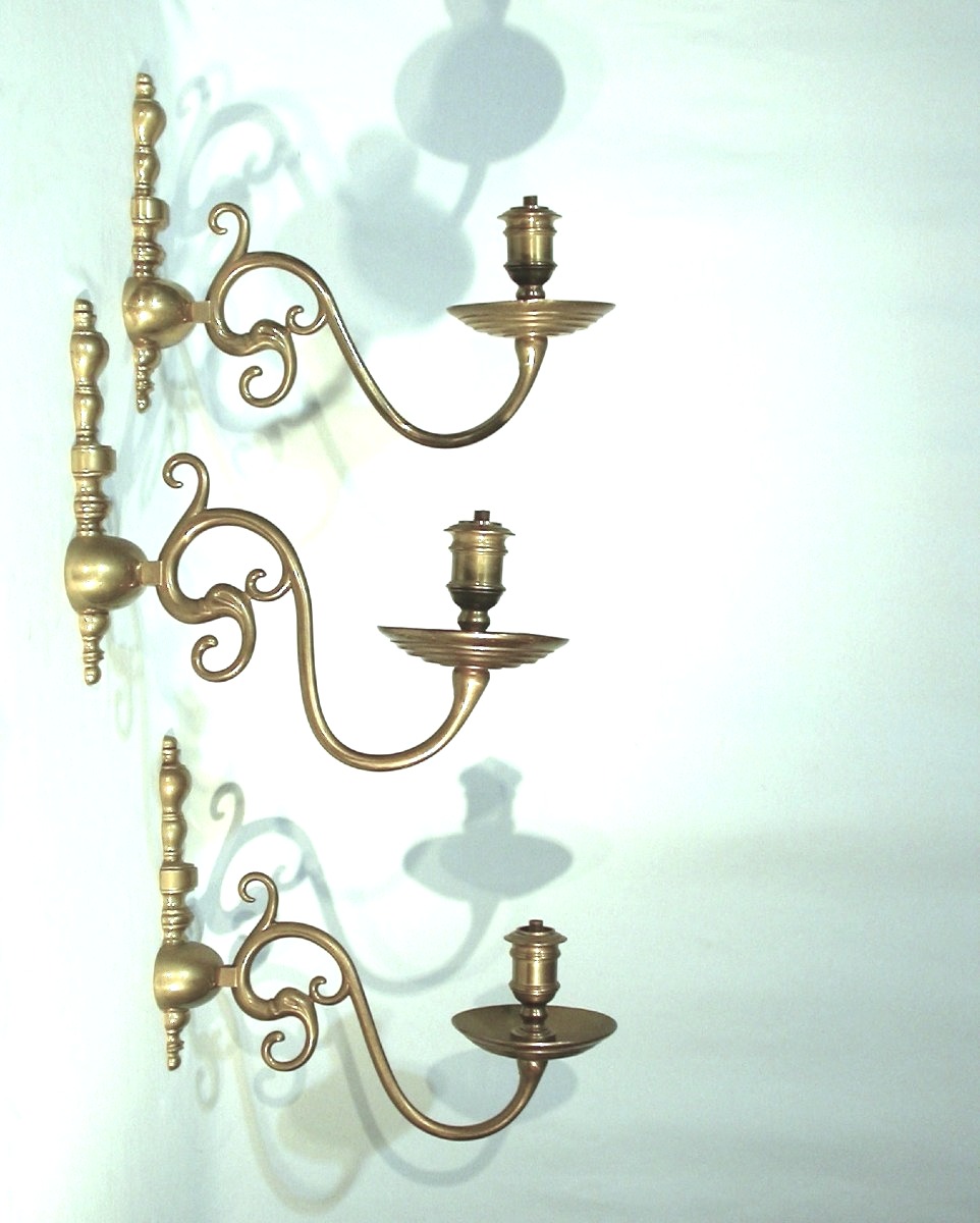 Three Brass Wall Lights-photo-2