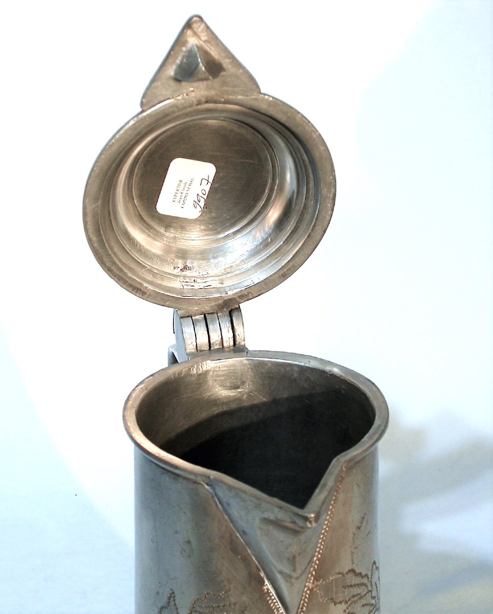 Pewter Wine Pitcher - Rheineck (switzerland), 19th Century-photo-4