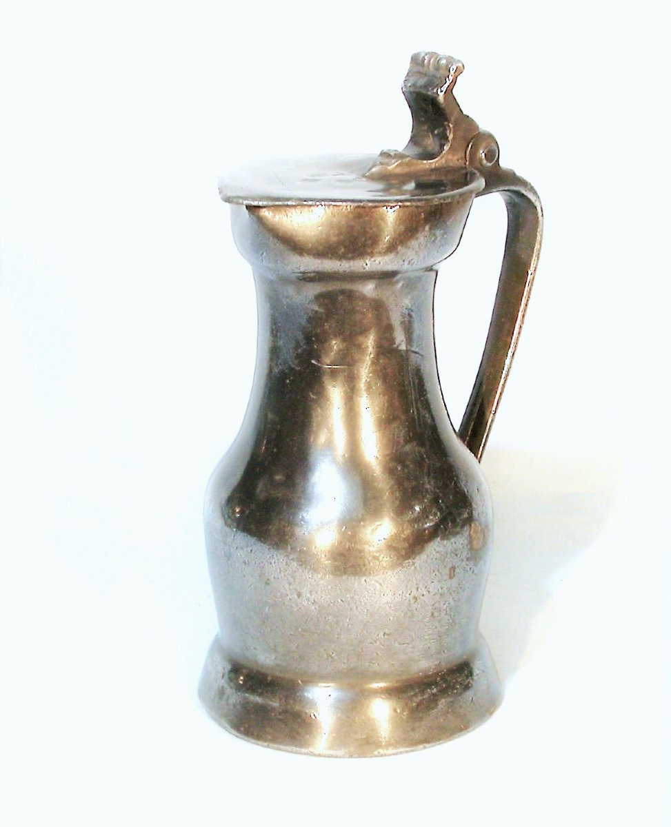 Pewter Wine Pitcher - Paris, 18th Century-photo-4