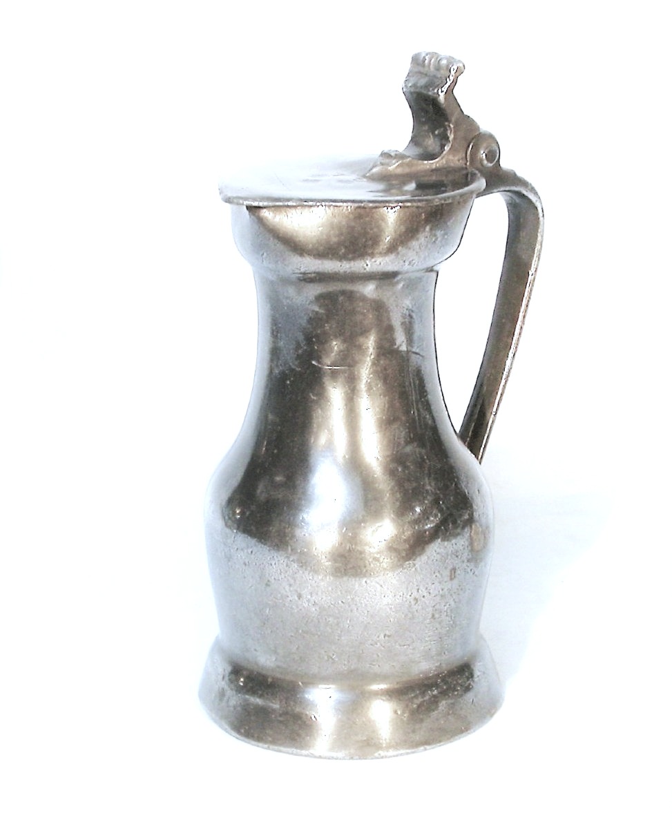 Pewter Wine Pitcher - Paris, 18th Century-photo-4