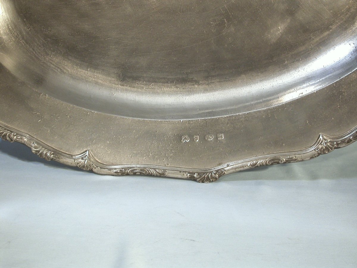 Very Rare Large Pewter Dish - Bergues, 18th Century-photo-1