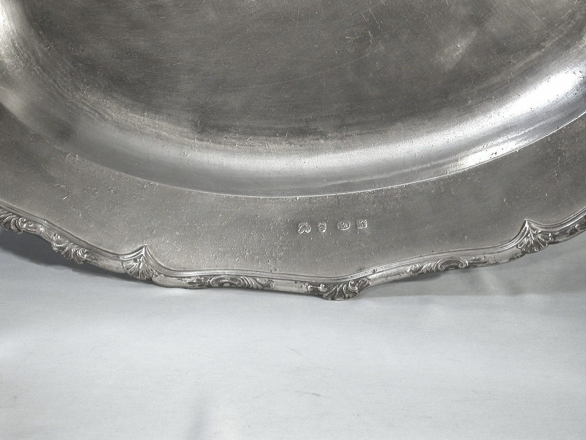 Very Rare Large Pewter Dish - Bergues, 18th Century-photo-1