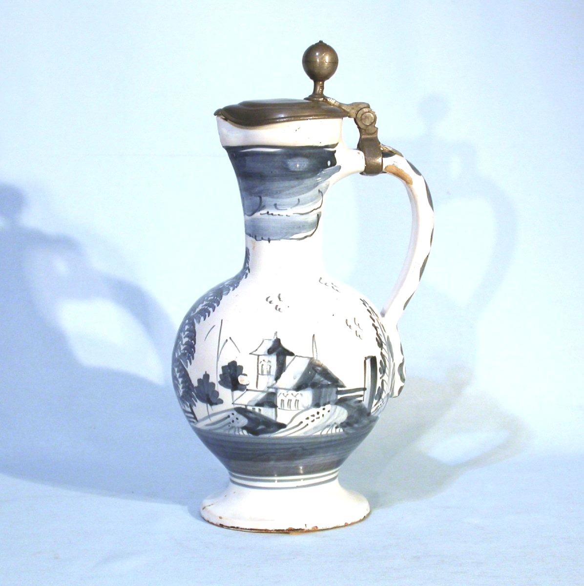 Earthenware Pitcher - Ansbach Or Hanau, 18th Century-photo-5