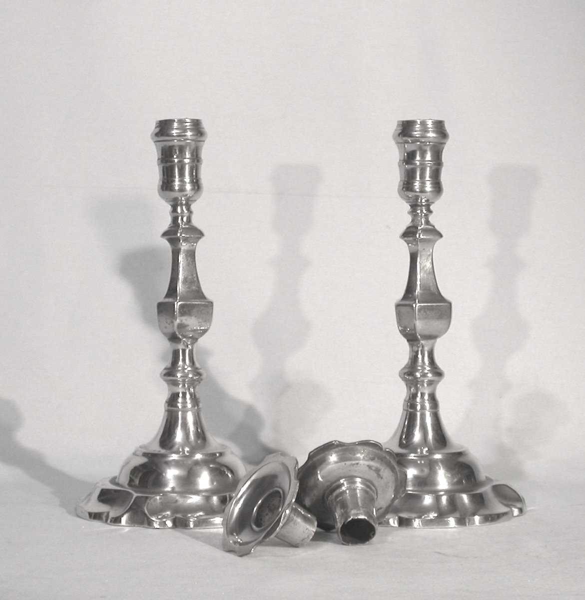 Pair Of Pewter Candlesticks - Netherlands, 18th Century-photo-2