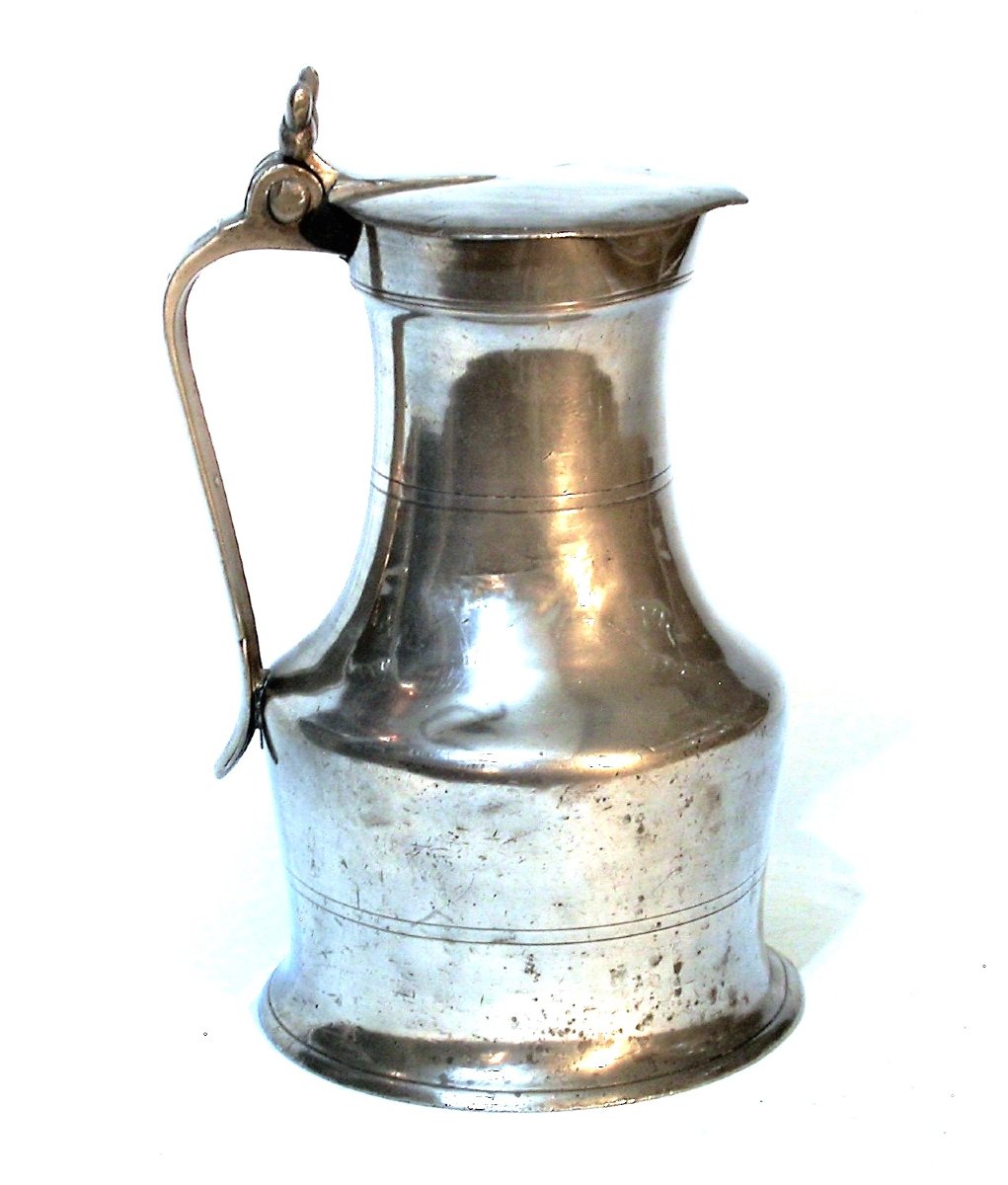 Pewter Wine Pitcher - Avranches, 19th Century-photo-2