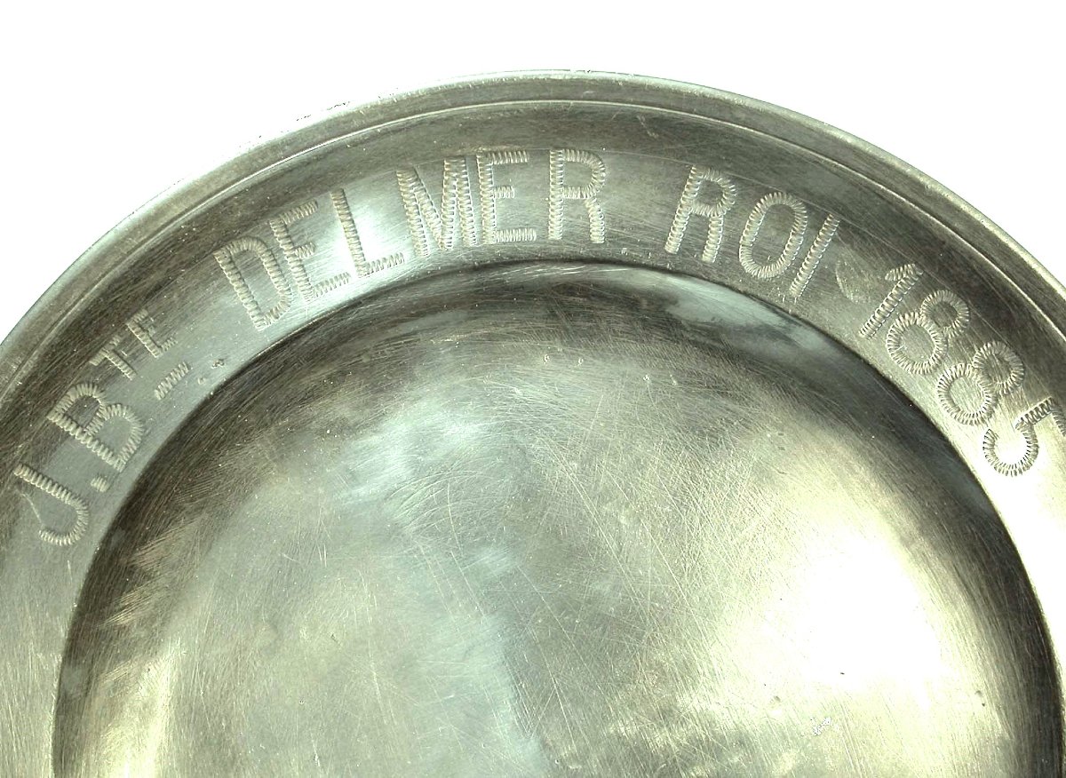 Dedication Plate In Pewter - Lille, 19th Century-photo-2