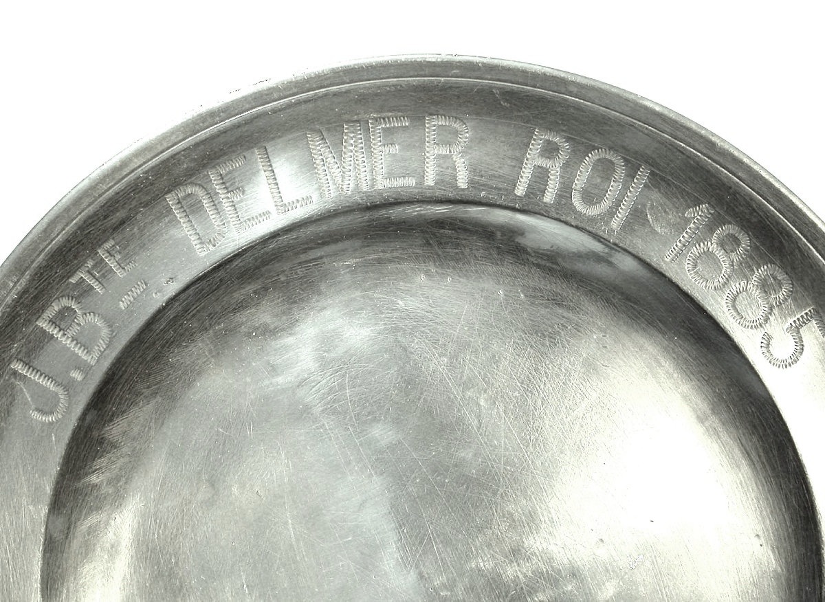 Dedication Plate In Pewter - Lille, 19th Century-photo-2