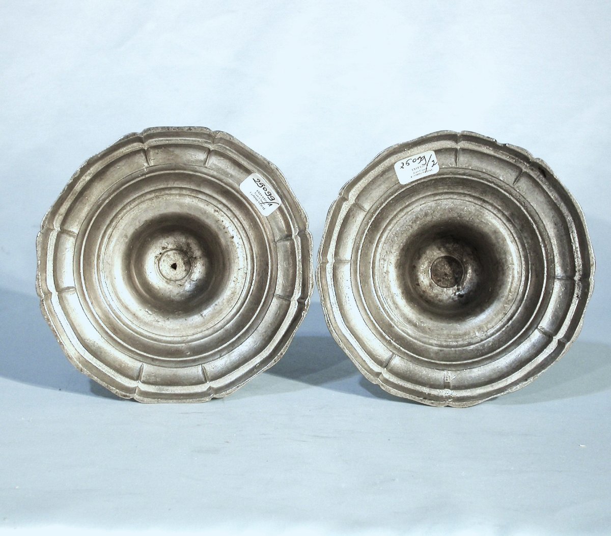 Pair Of Pewter Candlesticks - Bordeaux (?), End Of The 18th Century-photo-1