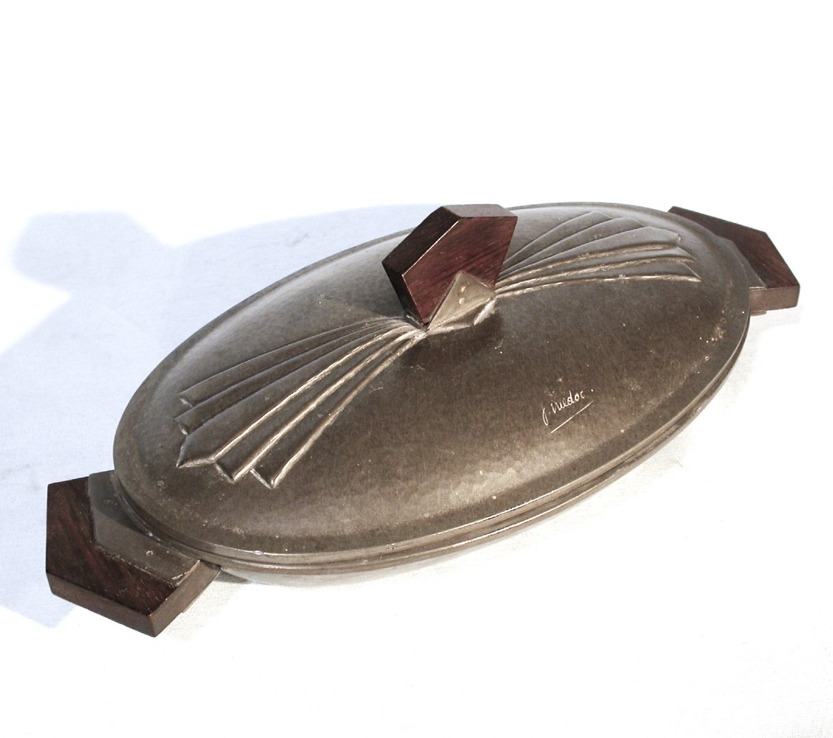 "art Deco" Pewter Covered Cup By F. Medoc-photo-2