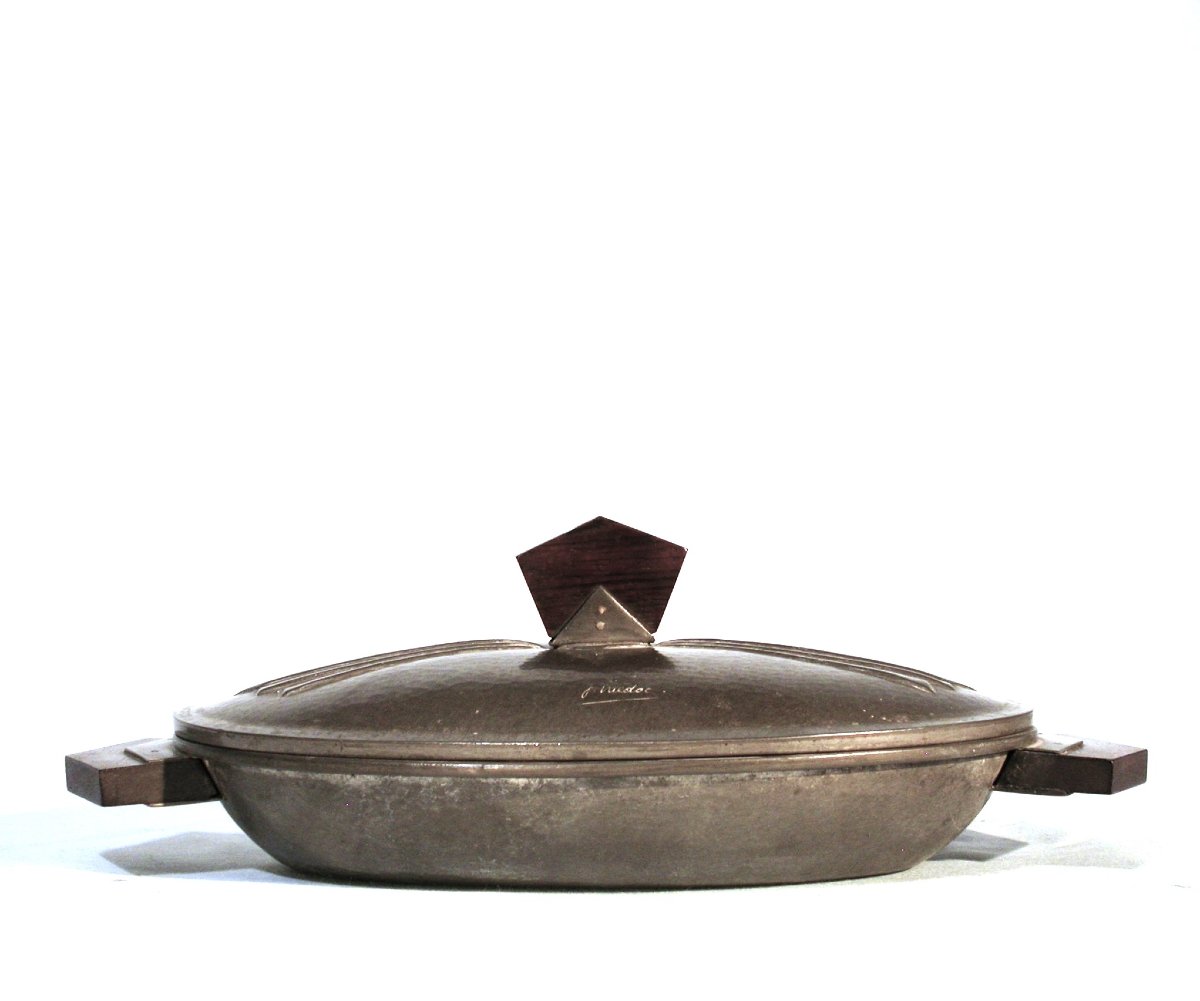 "art Deco" Pewter Covered Cup By F. Medoc-photo-5