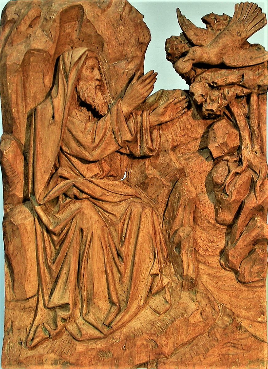 SCULPTURE - ELIE ET LE CORBEAU, XVII ème s-photo-2