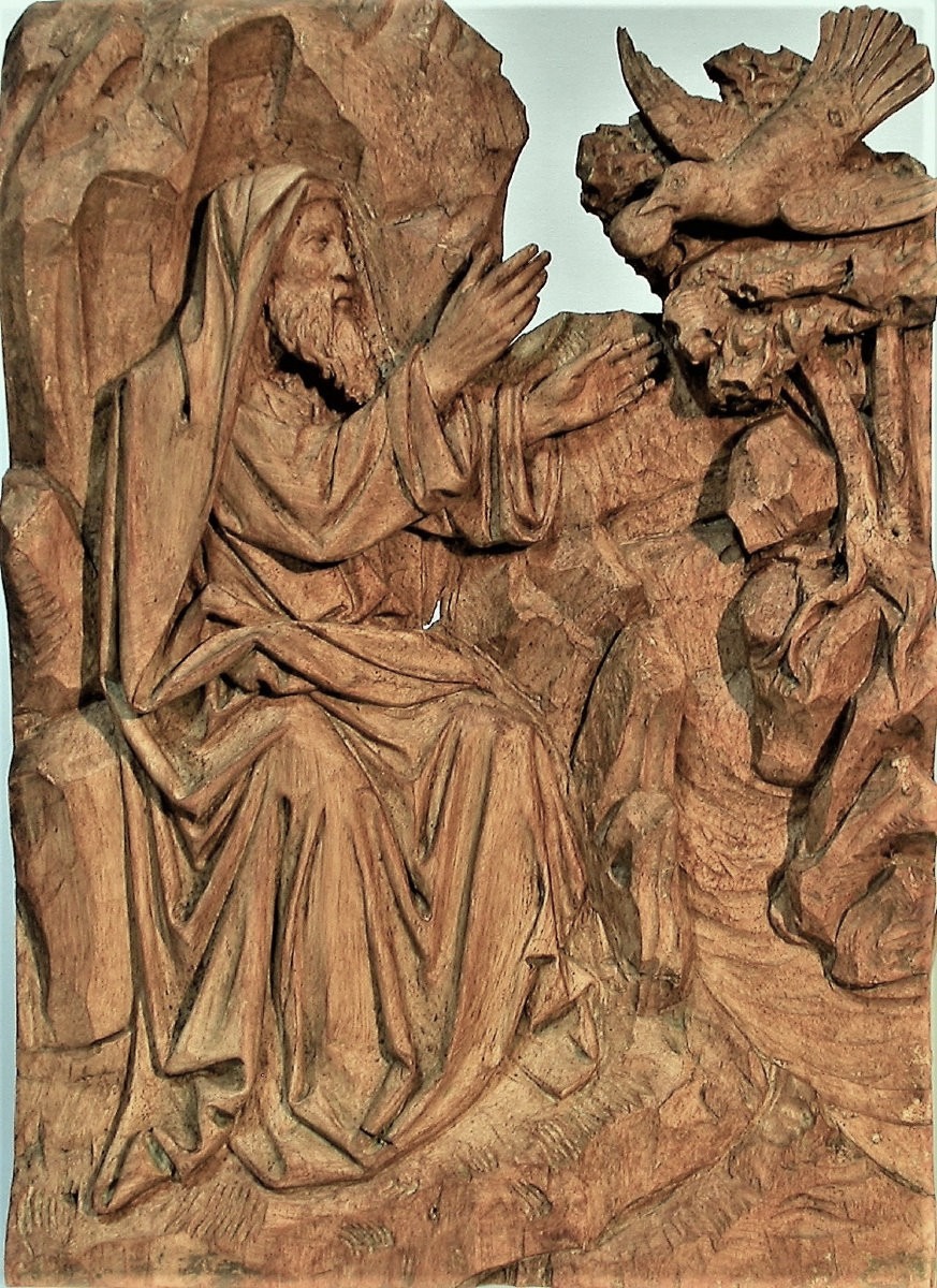 SCULPTURE - ELIE ET LE CORBEAU, XVII ème s-photo-2