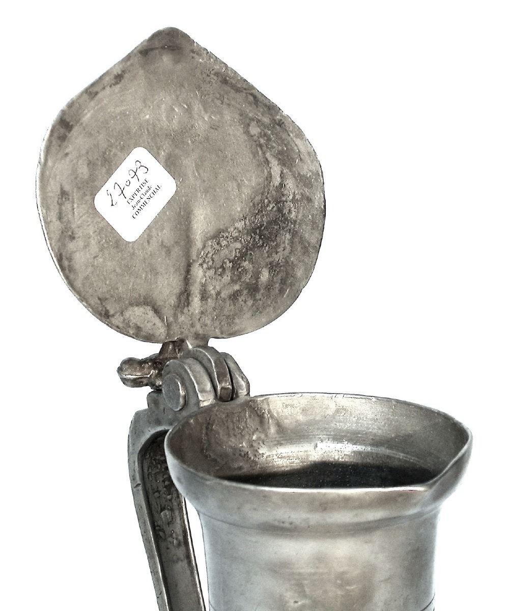 Pewter Wine Pitcher - Essoyes, 18th Century-photo-2