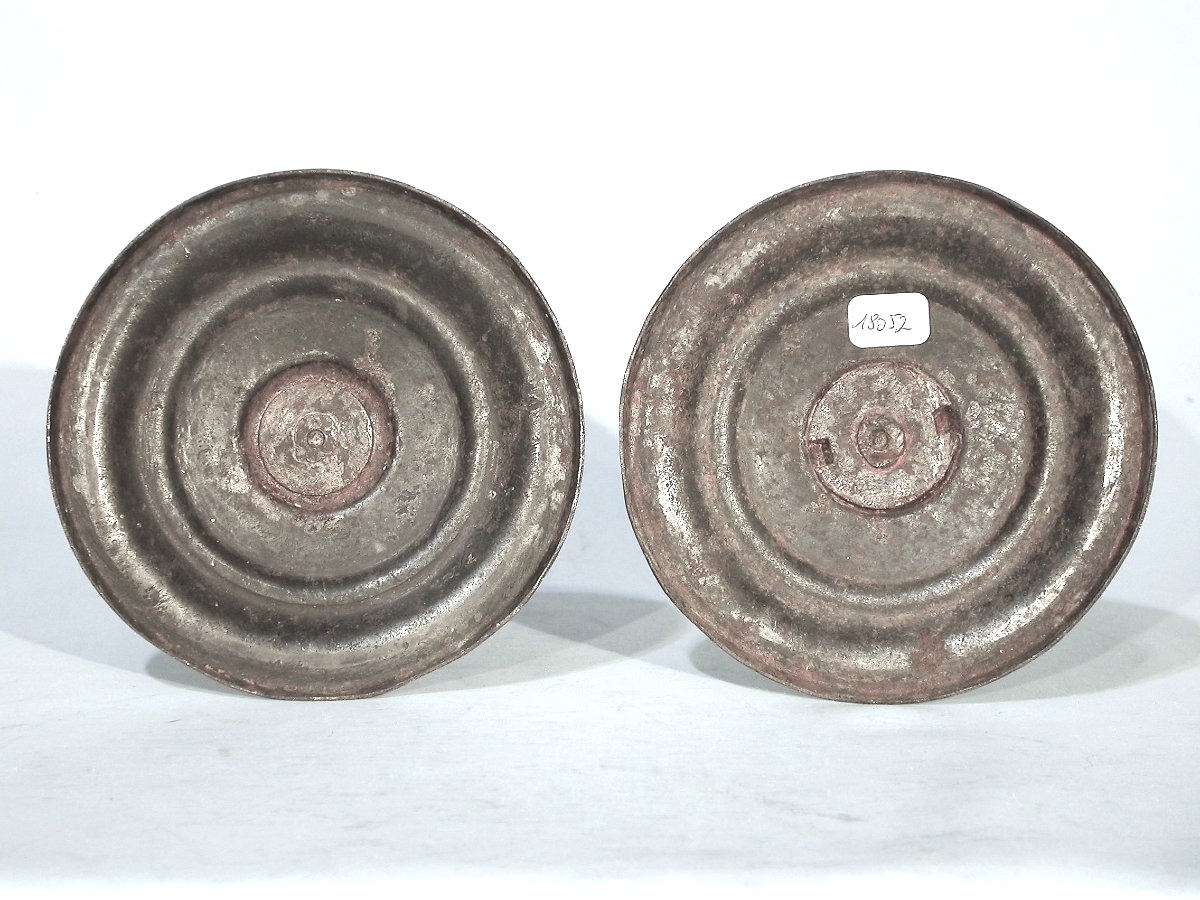 Rare Pair Of Cast Iron Candlesticks, Late 18th Century-photo-2